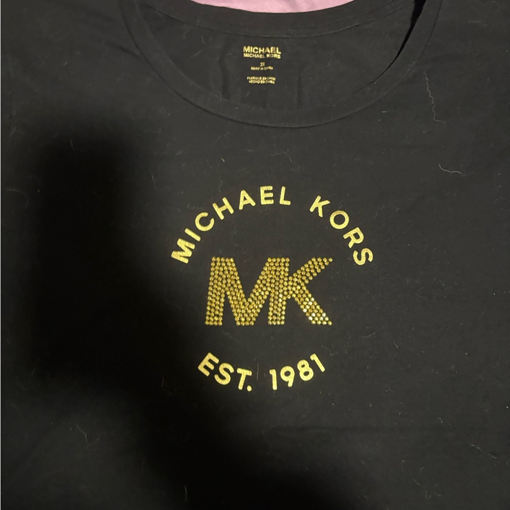 Michael Kors Black Tee with Gold Emblem